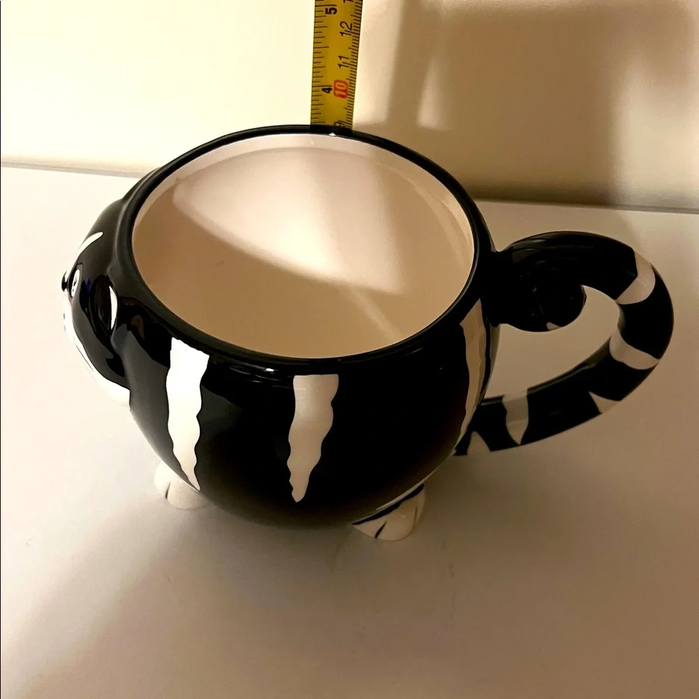 Pier1. Black and White Chubby Cat Mug. Hand Painted. NWOT